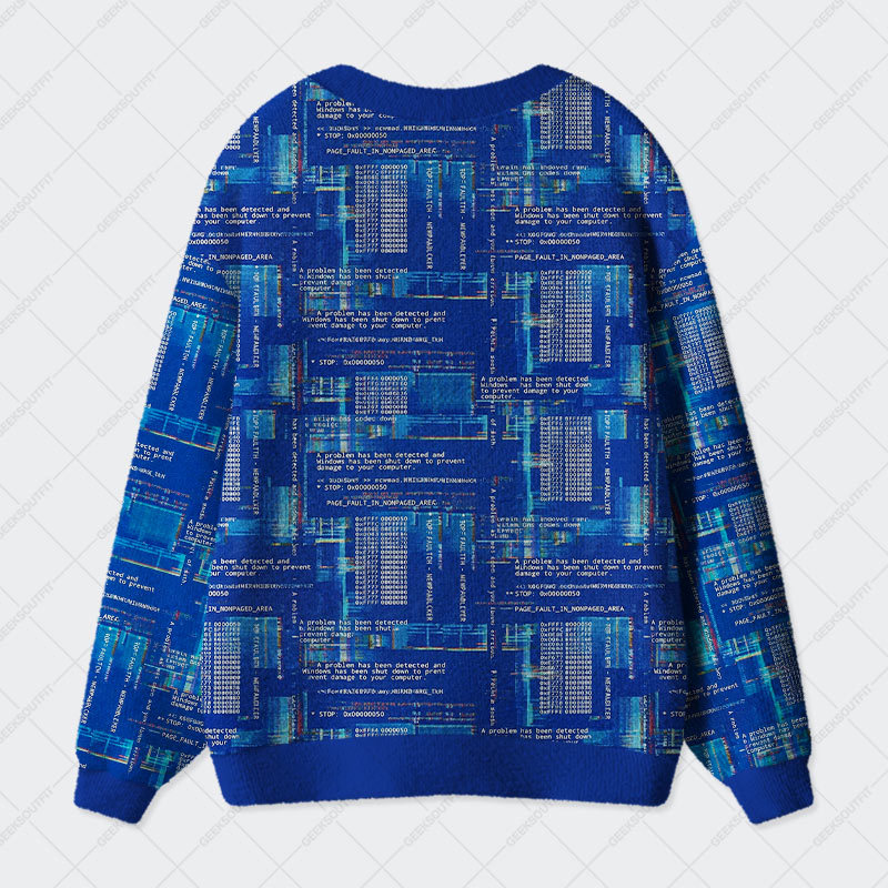 Blue Cyber Code Pattern Geek Ugly Cardigan Sweaters 