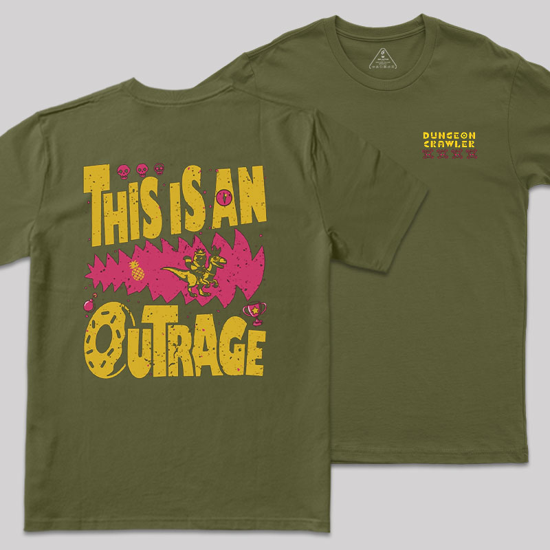 This is An Outrage Front and Back Printed Geek T-Shirt