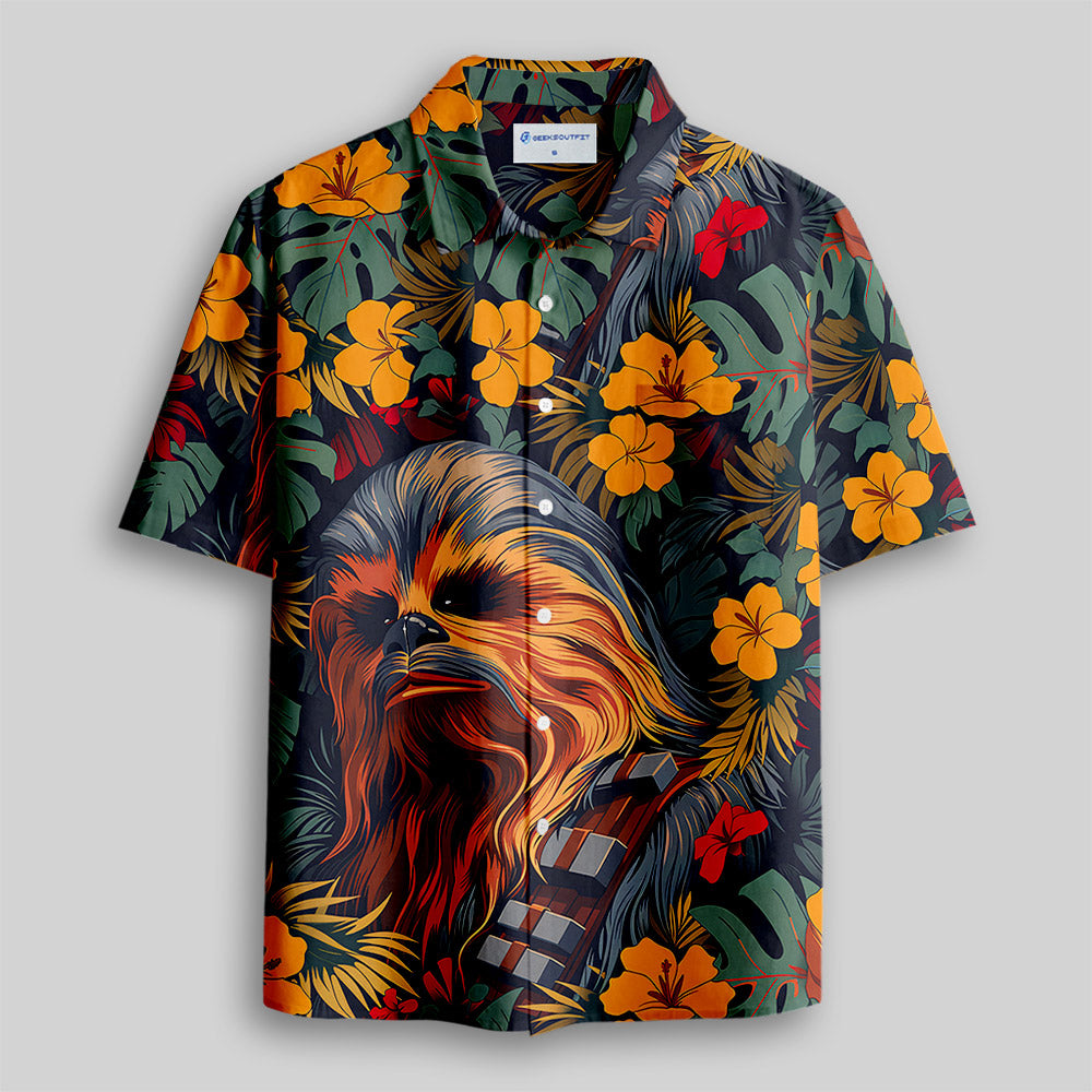 Chewbacca Flowers and Trees From Button Up Pocket Shirt