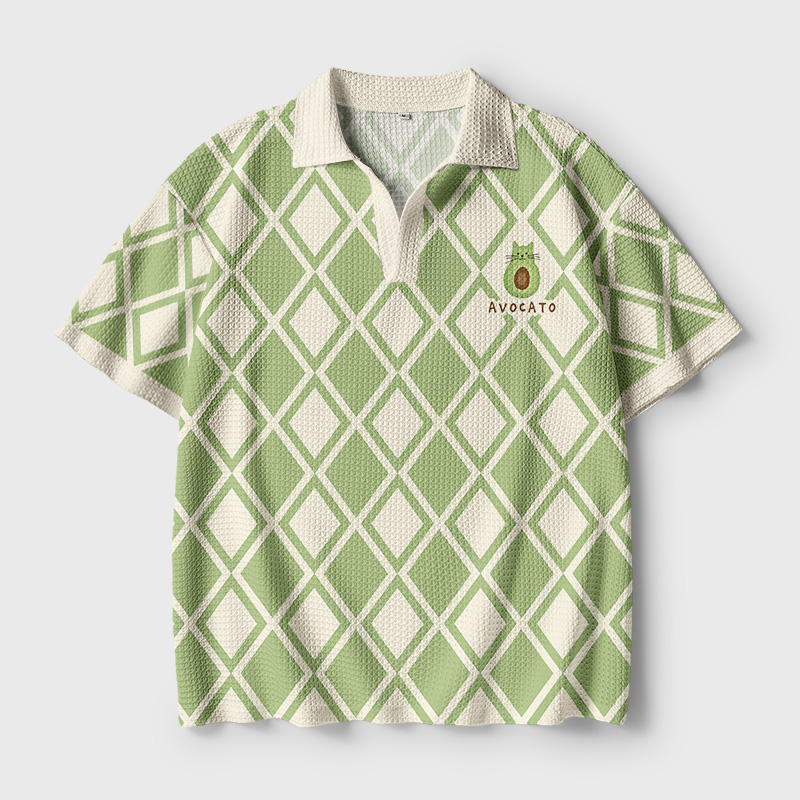 Avocato Cat Avocado Geek Crochet Polo Shirt
