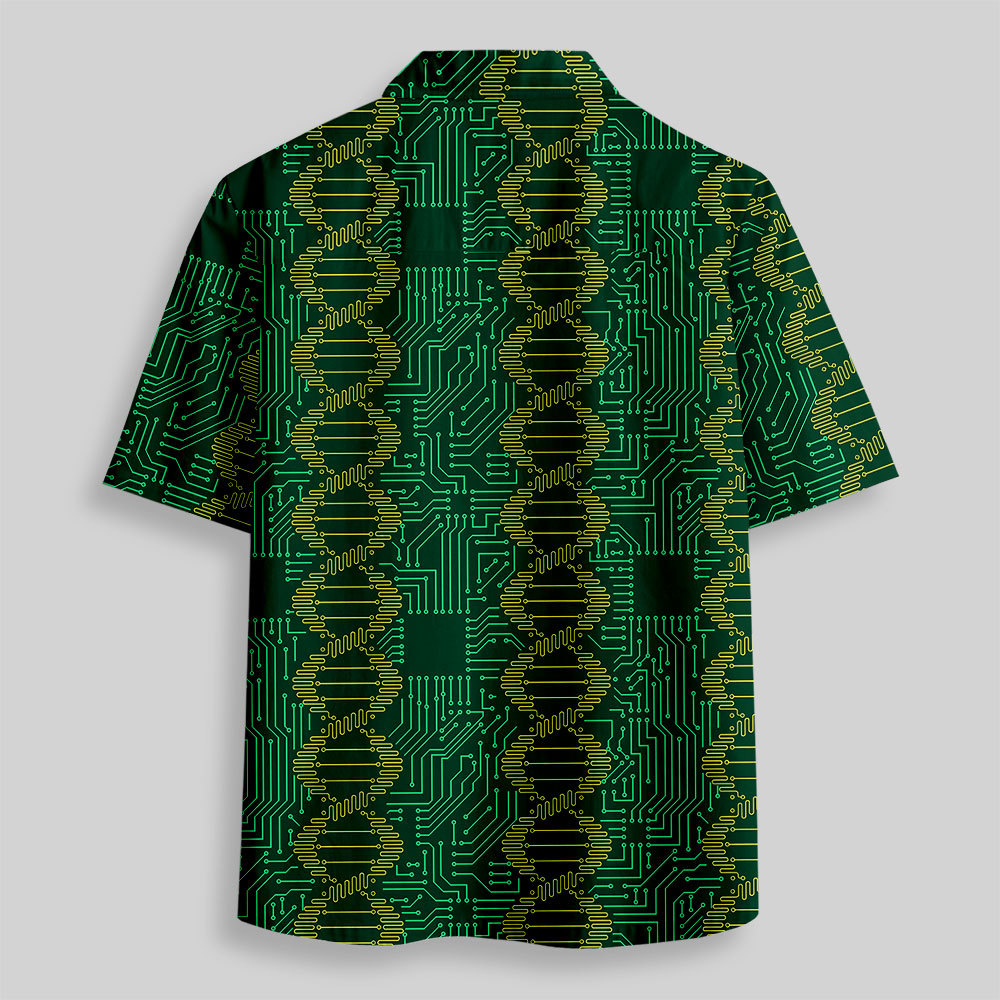 DNA Circuit Board Button Up Pocket Shirt