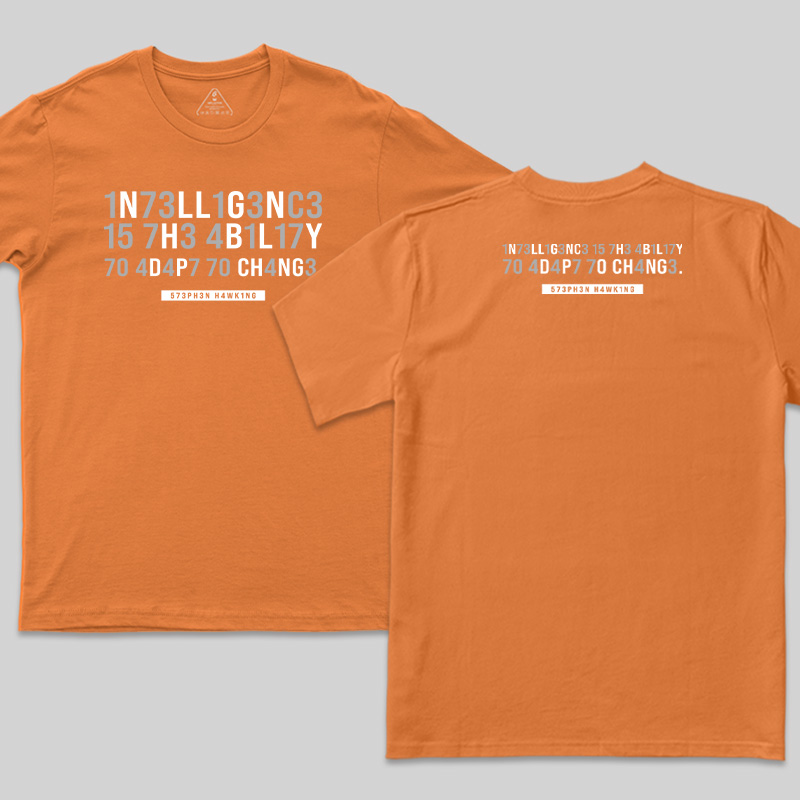 Intelligence-Stephen Hawking Science Nerd Front and Back Printed T-Shirt