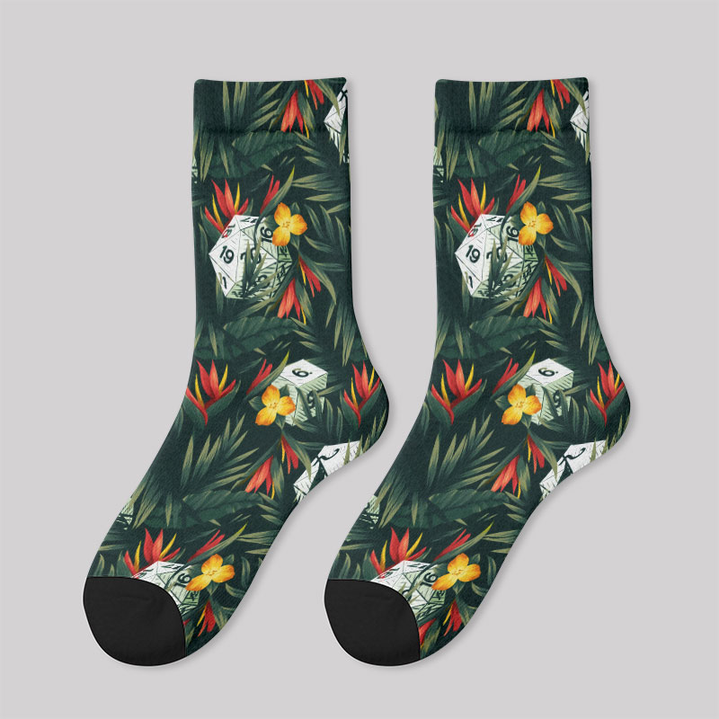 DND Multi Sided Dice in The Flower Cluster Men's Socks