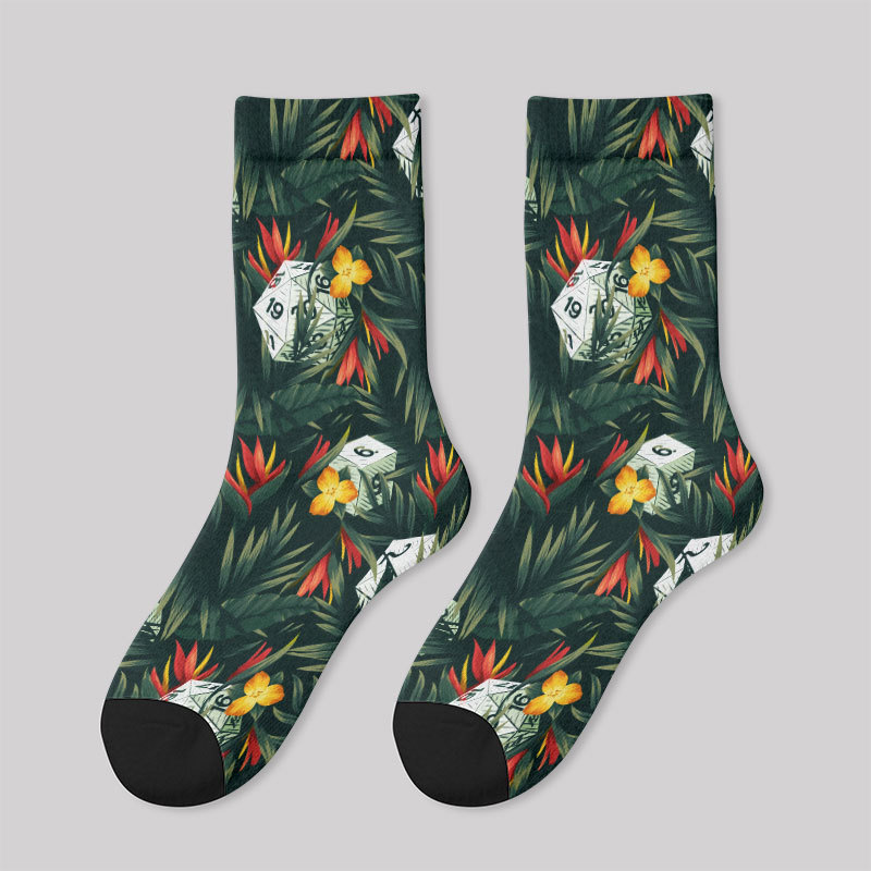 DND Multi Sided Dice in The Flower Cluster Men's Socks