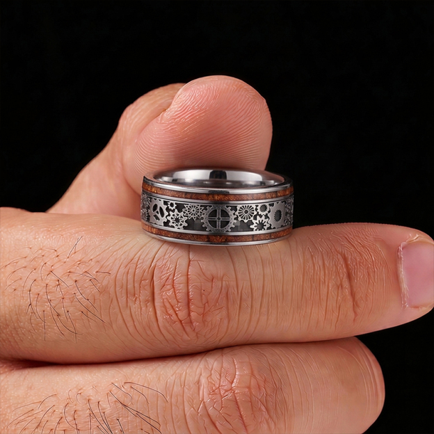 Mechanical Gear Cutout Geek Stainless Steel Ring