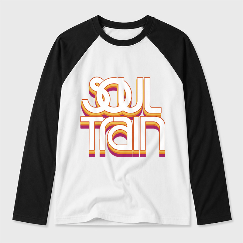 Vintage Soul Train Geek Retro Raglan Long-Sleeve Tee