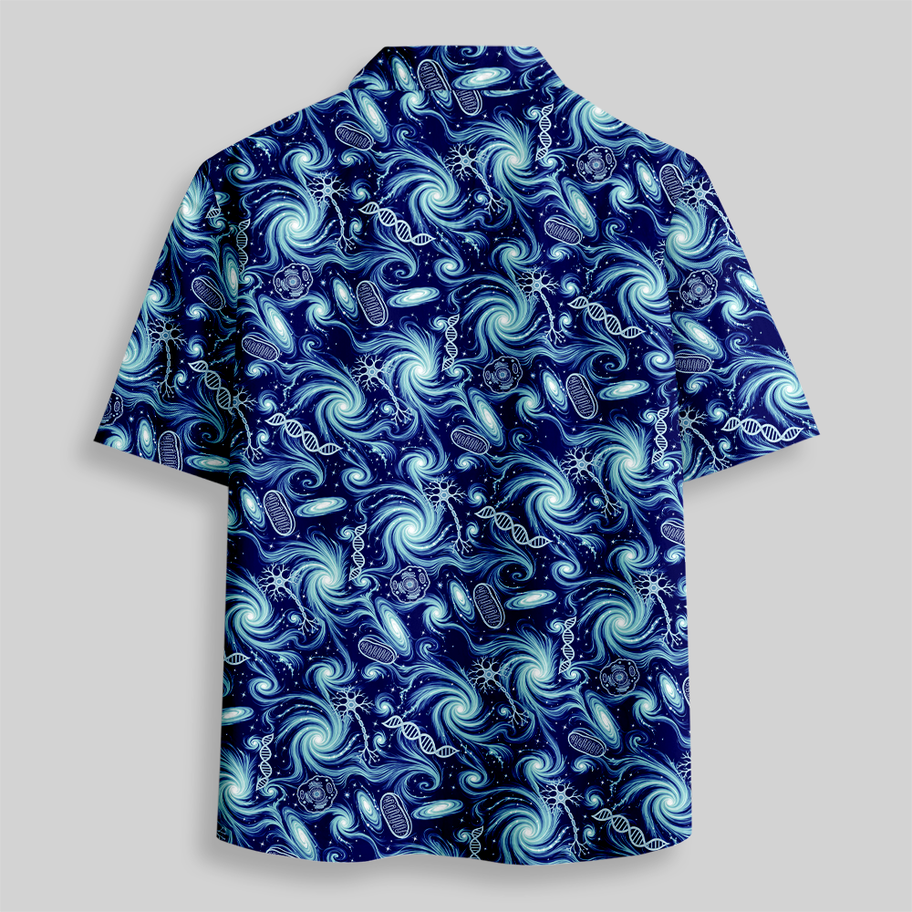 Cosmic Biology Galaxy Neuron DNA Button Up Pocket Shirt