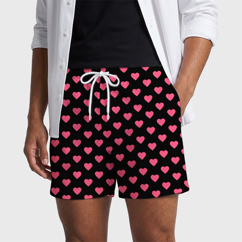 Carl’s Signature Heart Geek Hawaiian Swim Trunks
