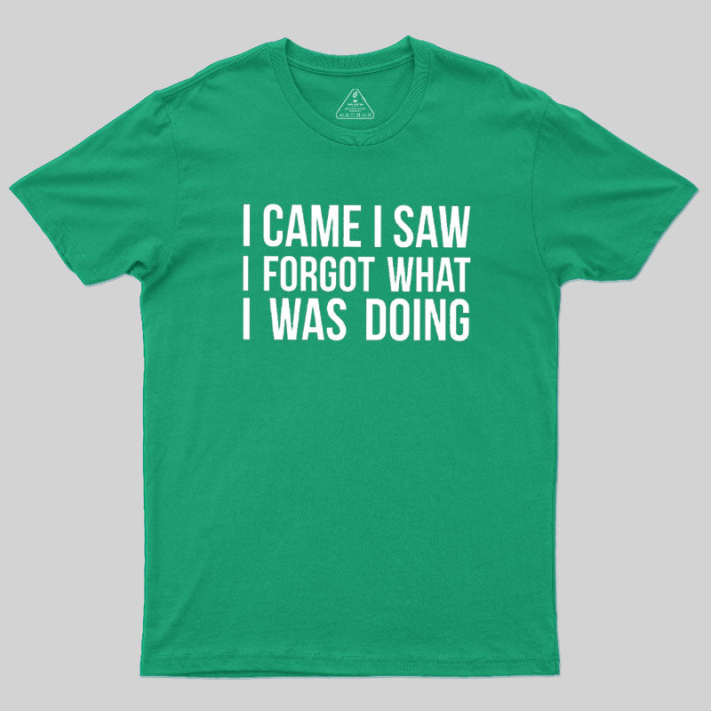 I Came I Saw I Forgot What I Was Doing Humor Joke Quote Geek T-Shirt