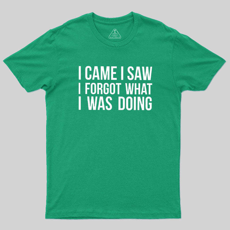 I Came I Saw I Forgot What I Was Doing Humor Joke Quote Geek T-Shirt