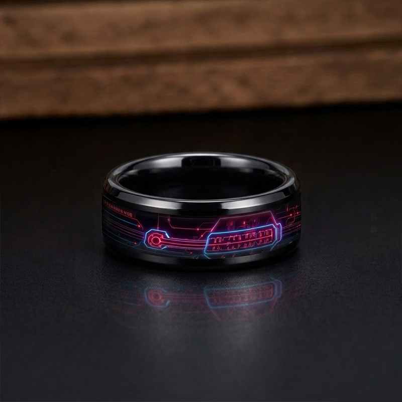 Neon Circuit Collection Geek Stainless Steel Ring