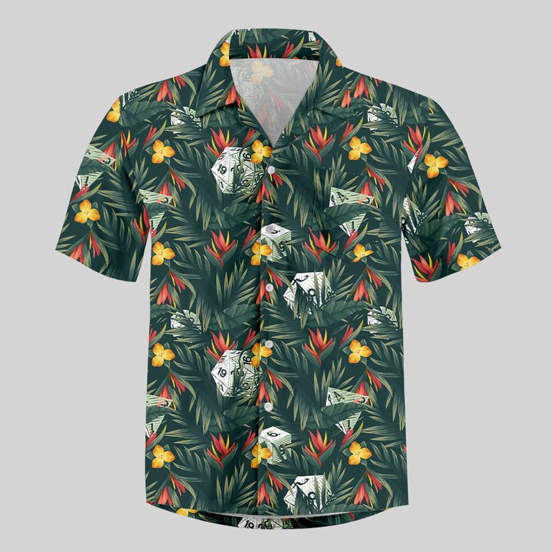 DND Multi Sided Dice in The Flower Cluster Button Up Pocket Shirt