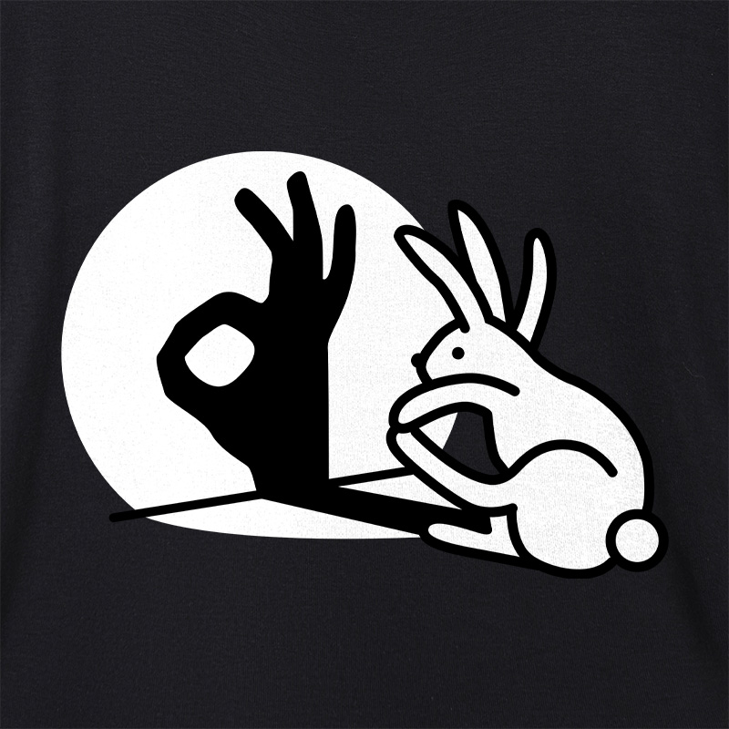Funny Bunny OK Hand Shadow Geek Dolman Sleeve V-Neck Shirt