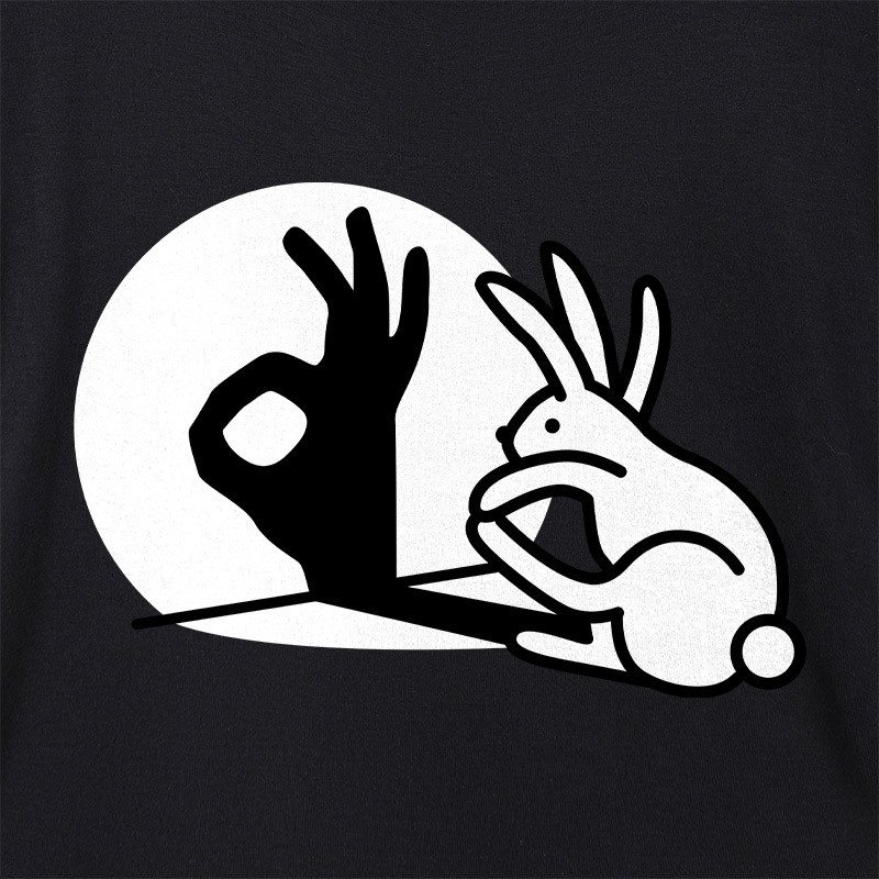 Funny Bunny OK Hand Shadow Geek Dolman Sleeve V-Neck Shirt