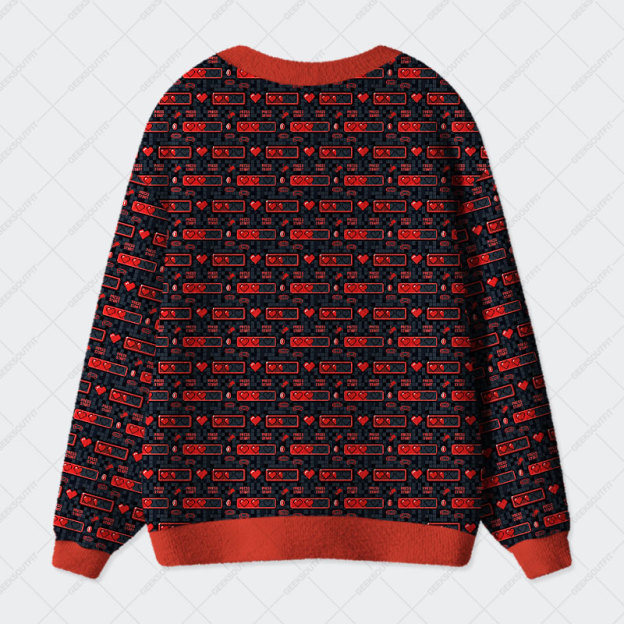 Pixel Heartbeat Geek Ugly Cardigan Sweaters 