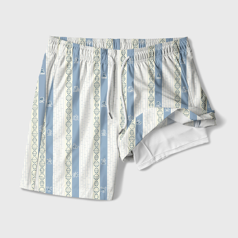 Molecular Strands Geek Hawaiian Swim Trunks