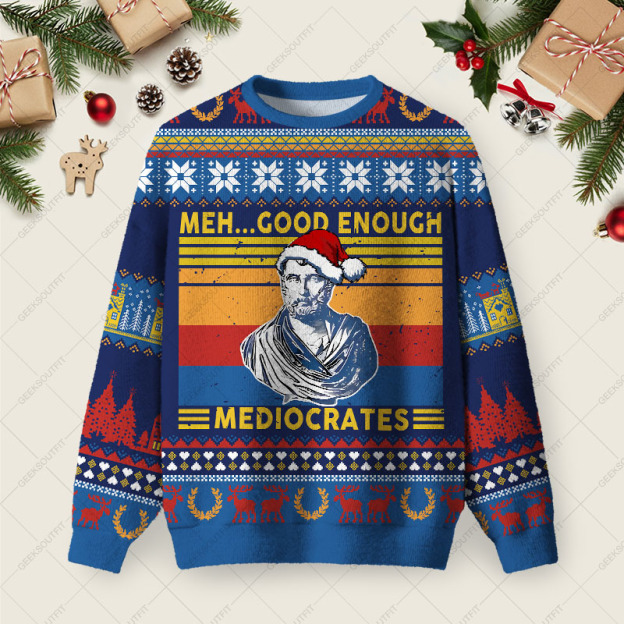 Meh..Good Enough Ugly Christmas Fuzzy Fleece Sweatshirt