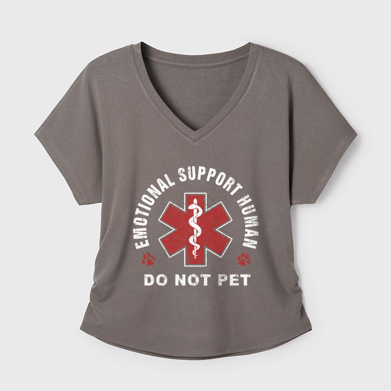 Emotional Support Human Geek Dolman Sleeve V-Neck Shirt