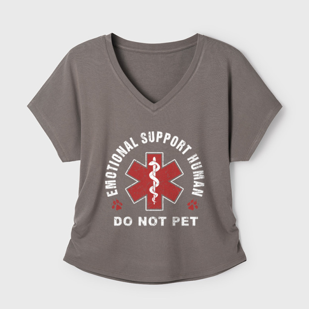 Emotional Support Human Geek Dolman Sleeve V-Neck Shirt