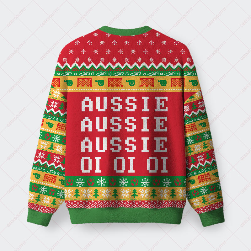 Aussie Aussie Aussie Oioioi Ugly Christmas Fuzzy Fleece Sweatshirt