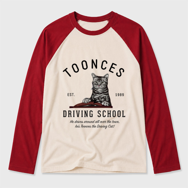 Toonces Driving School - Est. 1989 Geek Retro Raglan Long-Sleeve Tee