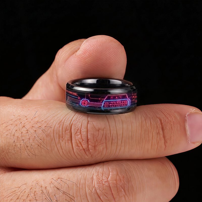 Neon Circuit Collection Geek Stainless Steel Ring