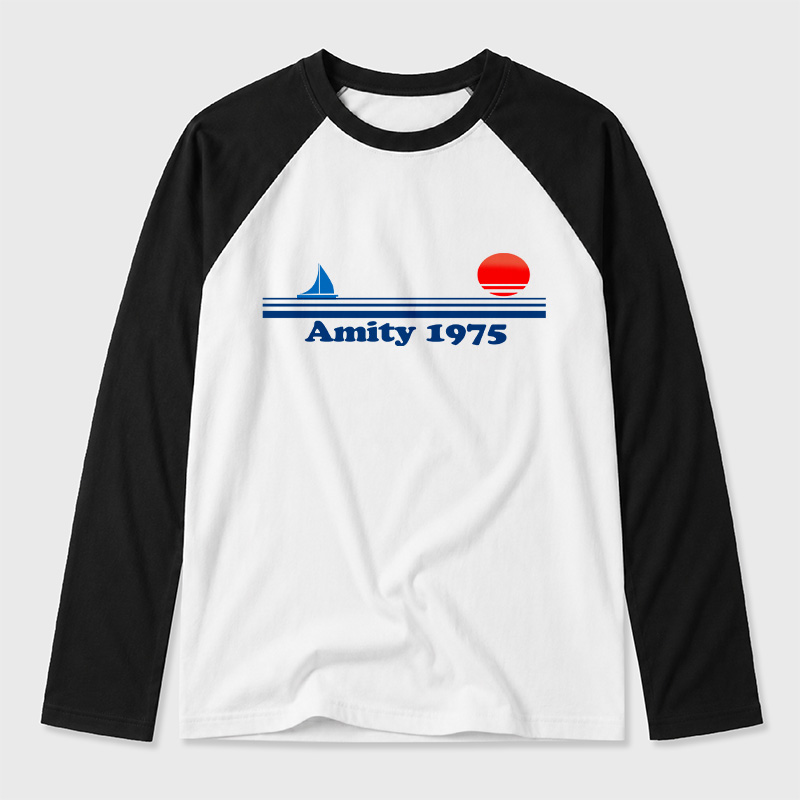 Sunset 1975 Geek Retro Raglan Long-Sleeve Tee
