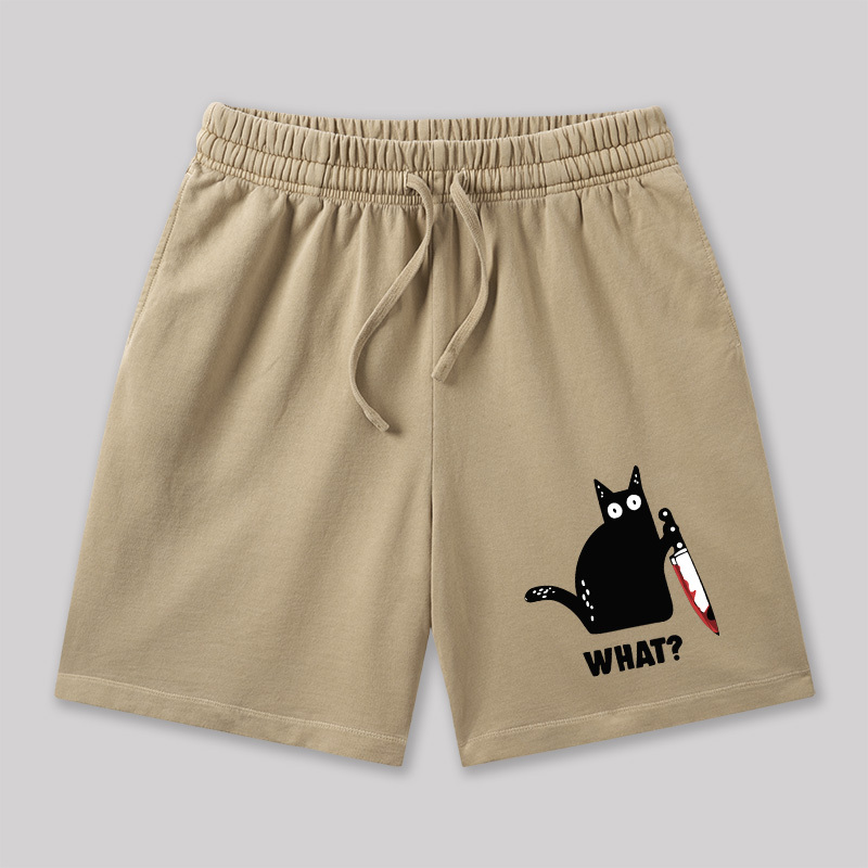 What Funny Cat Geeky Washed Shorts