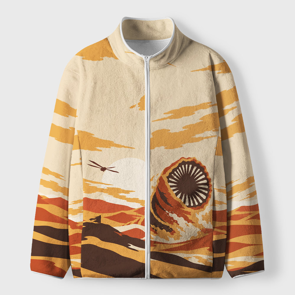 Desert Sand Giant Worm Geek Polar Fleece Full-Zip Jacket