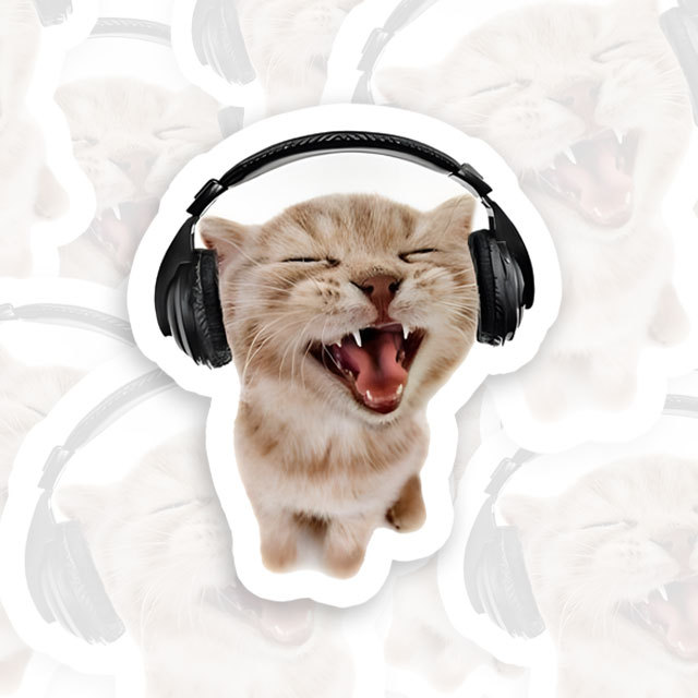 Musical Kitten Geek Sticker for Sale online
