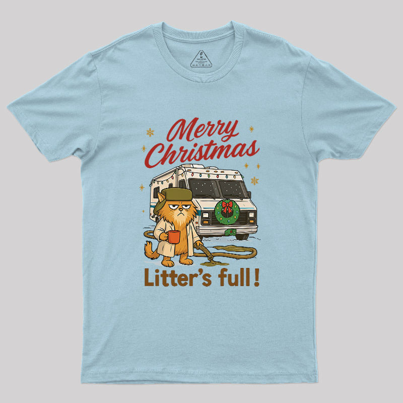 Merry Christmas Litter’s Full Funny Cat Geek T-Shirt