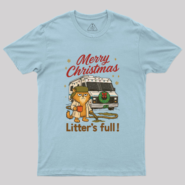 Merry Christmas Litter’s Full Funny Cat Geek T-Shirt