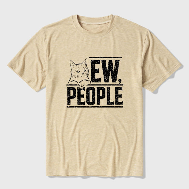 Ew People Funny Cat Ultra Soft Heather Tee