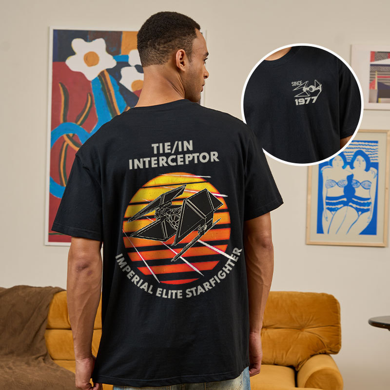 TIE Interceptor Sunset Front and Back Printed Geek T-Shirt