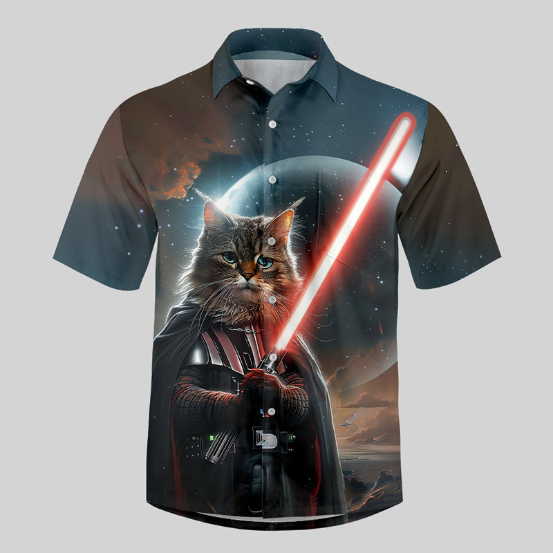 Light Sword Cat Button Up Pocket Shirt