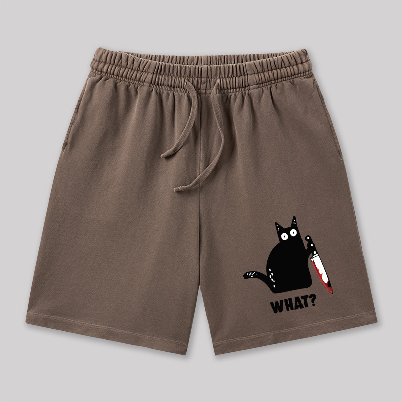 What Funny Cat Geeky Washed Shorts