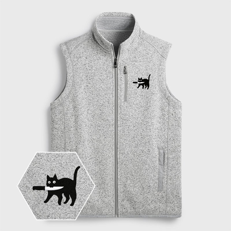 Samurai Cat Geek Sweater Fleece Vest