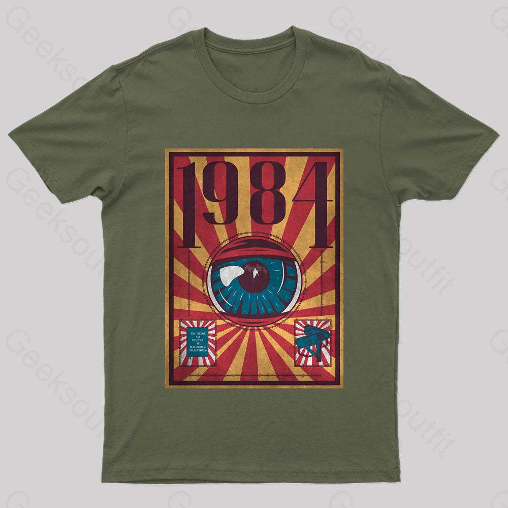 1984 Dystopia Geek T-Shirt Army Green / S