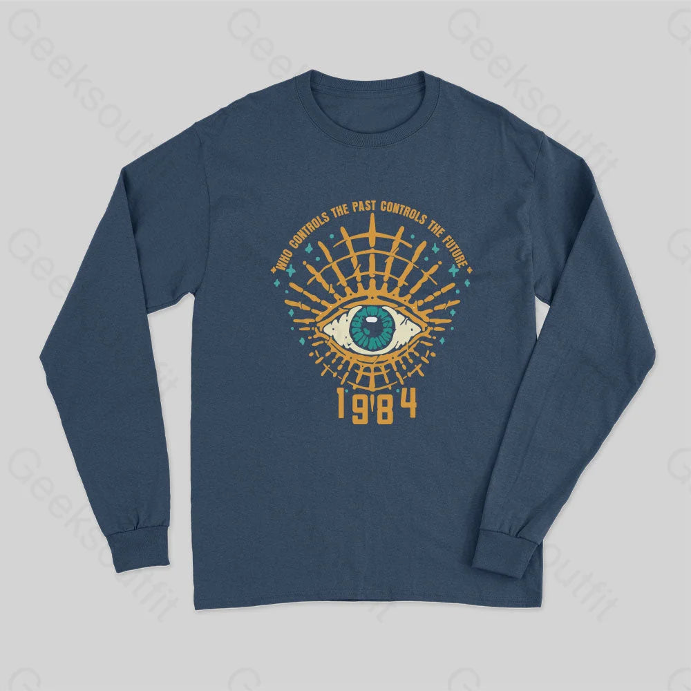 1984 George Orwell Control The Future Long Sleeve T-Shirt Navy / S