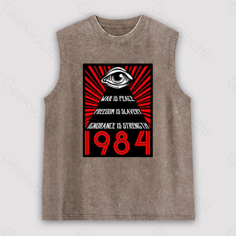 1984 Orwell Unisex Washed Tank Brown / S