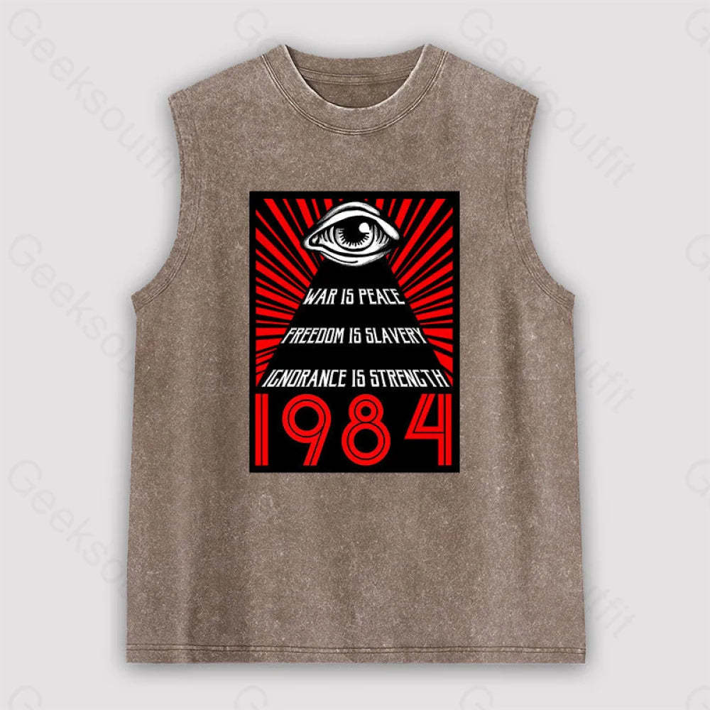 1984 Orwell Unisex Washed Tank Brown / S