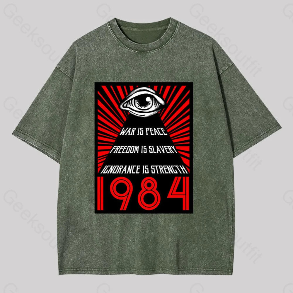 1984 Orwell Washed T-Shirt Army Green / S