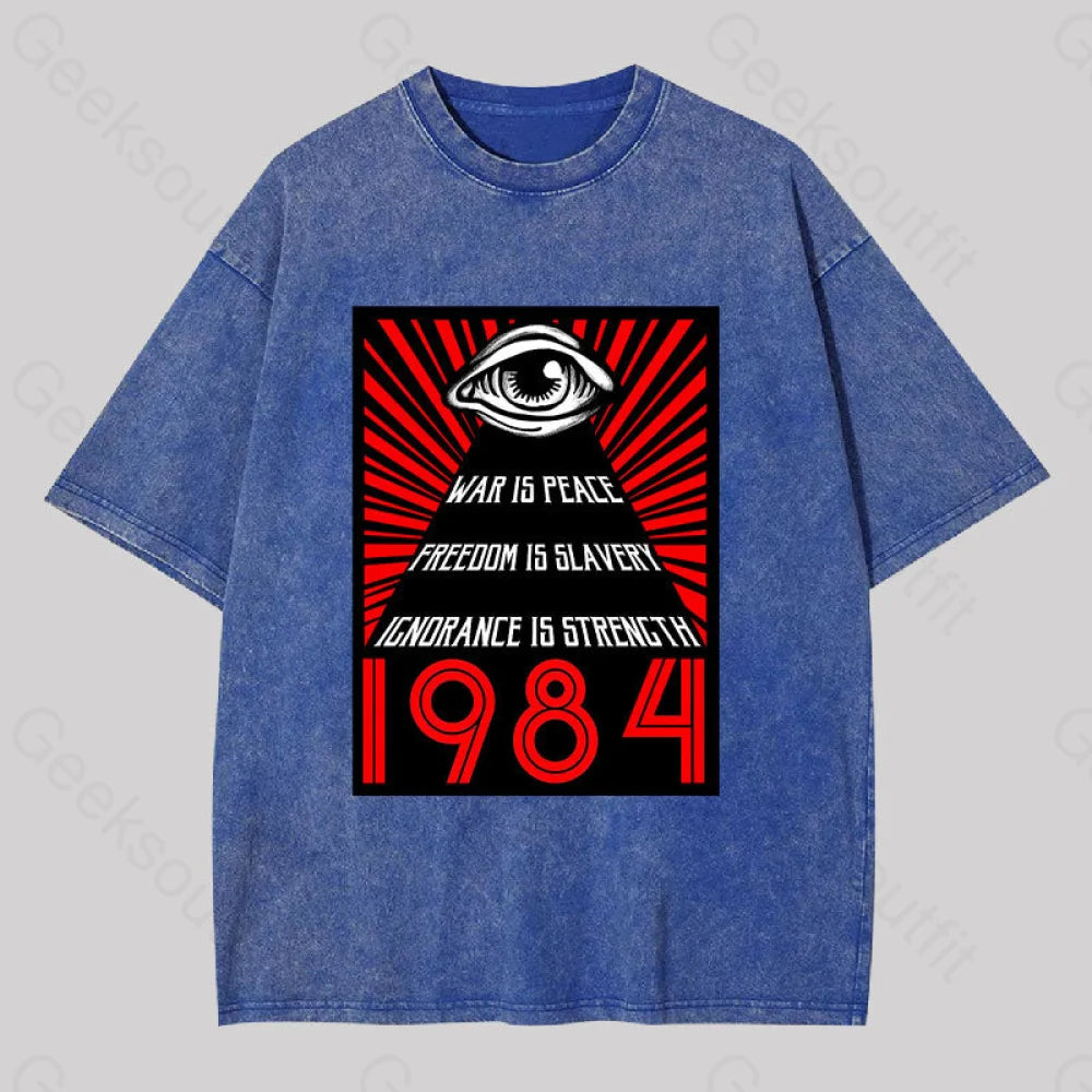 1984 Orwell Washed T-Shirt Blue / S