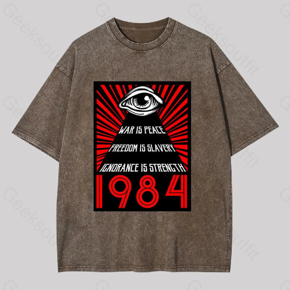 1984 Orwell Washed T-Shirt Coffee / S