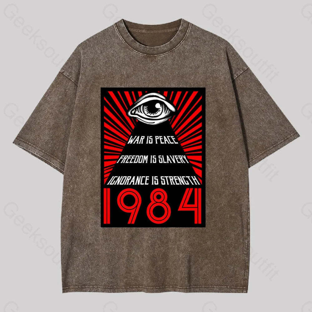 1984 Orwell Washed T-Shirt Coffee / S
