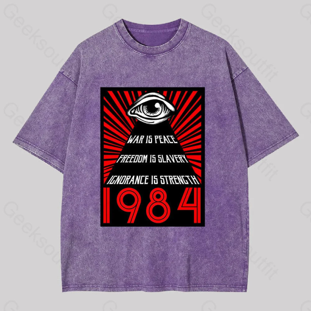1984 Orwell Washed T-Shirt Purple / S