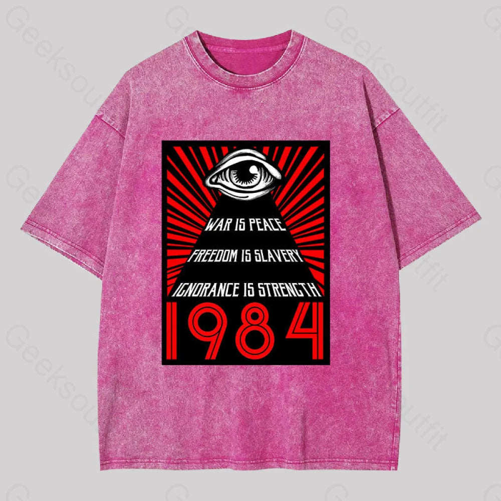 1984 Orwell Washed T-Shirt Rose Red / S