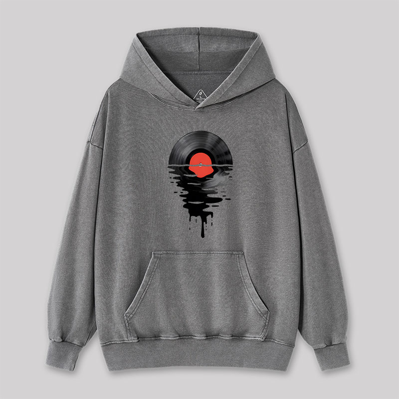 Vinyl LP Music Record Sunset Red Washed Hoodie