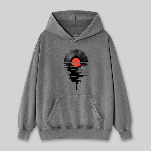 Vinyl LP Music Record Sunset Red Washed Hoodie