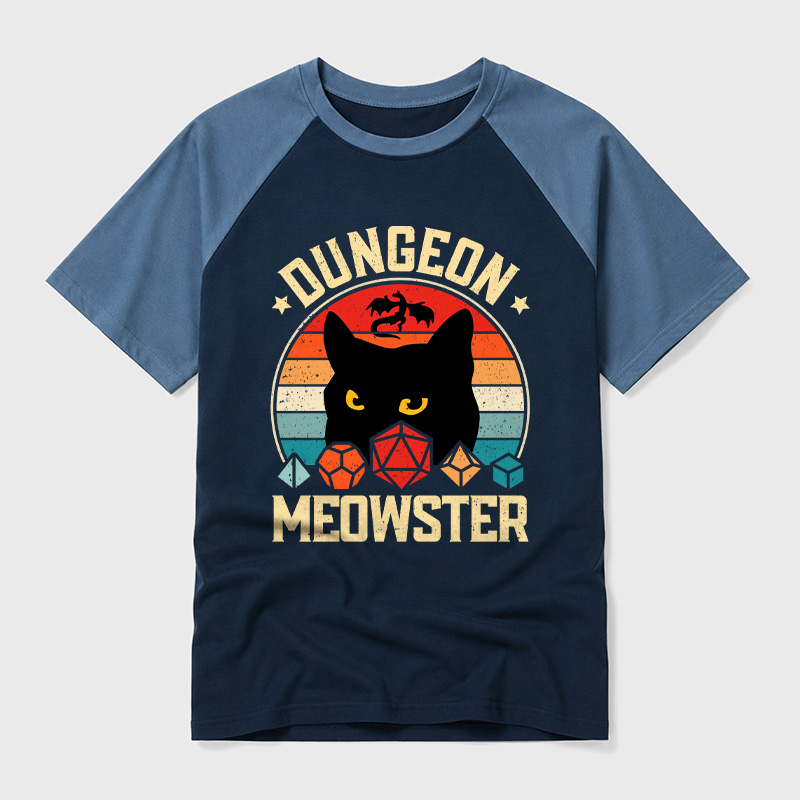 Dungeon Meowster Geek Retro Raglan T-Shirt